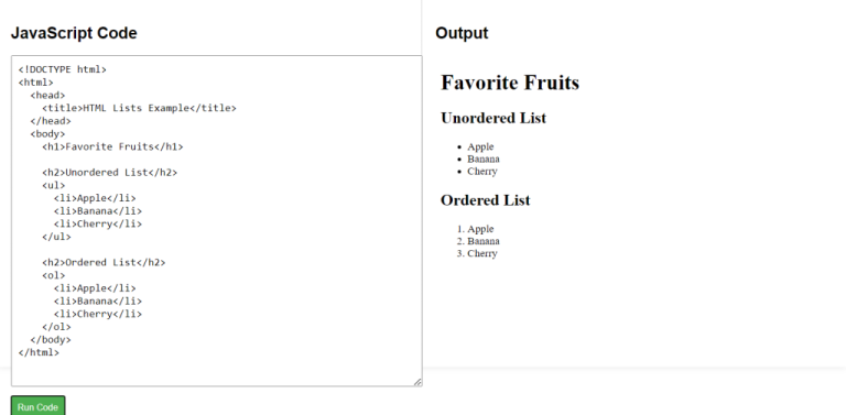 HTML Lists - HTML Tutorial